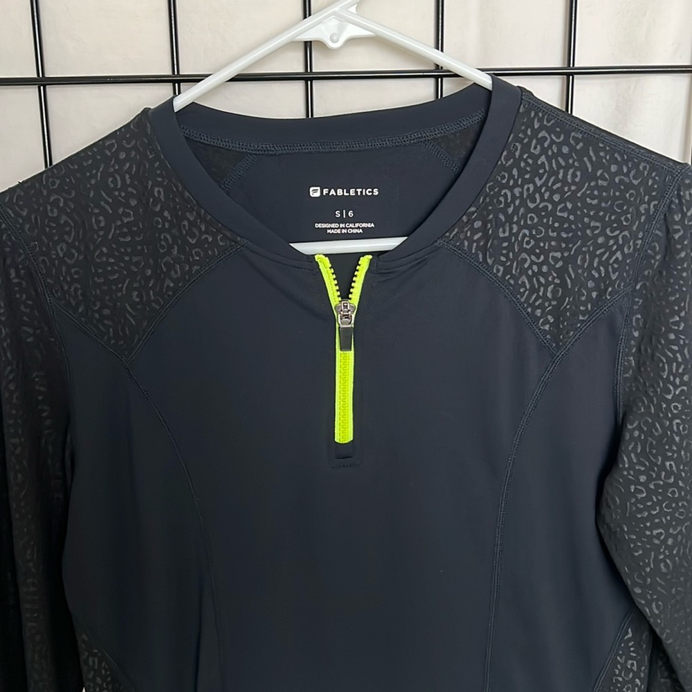 Fabletics Quarter Zip Pullover Cheetah Print Small